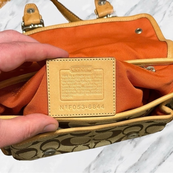 RESERVED for LuxHippieChic Coach Mini Field Shoulder Bag Tan Leather Trim Y2K - Picture 11 of 11